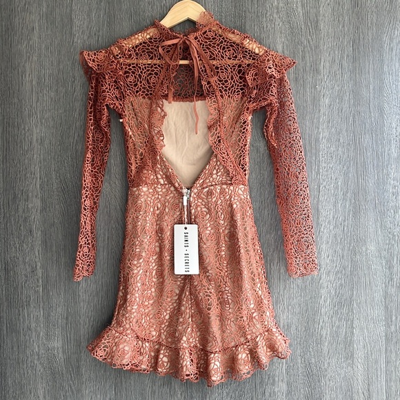 NWT Saints & Secrets Rose Lace Mini Dress with Keyhole Back Size Small - Picture 5 of 6